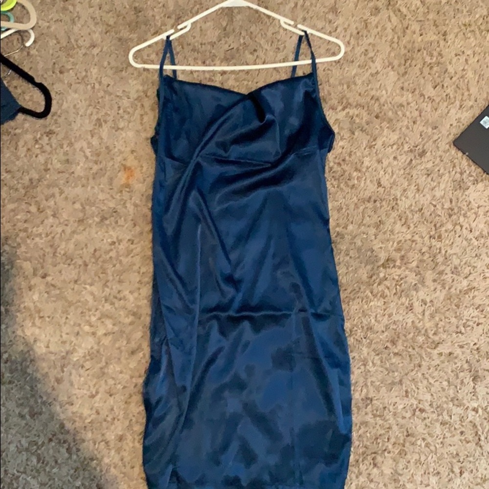Blue silk dress